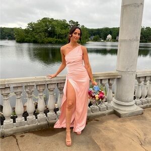 Elegant Pink One-Shoulder Gown